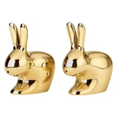 Pre-owned Ghidini 1961 Italian Design  Brass Rabbit Salt And Pepper In Sand
