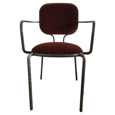 Pre-owned Ghidini 1961 Italy Burnished Metal And Velvet Armchair By  In Black