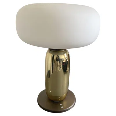 Pre-owned Ghidini 1961 Italy Contemporary Design Glass And Brass Table Lamp In Transparent