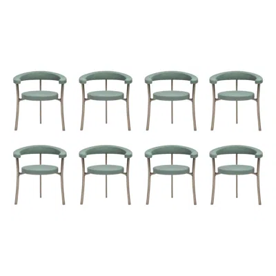 Pre-owned Ghidini 1961 Italy  Set 8 Burnished Brass Armchairs Contemporary Design In Gray