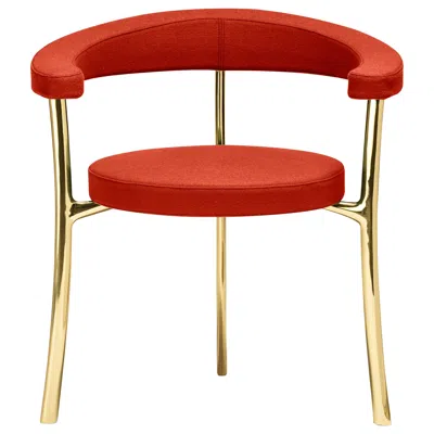 Pre-owned Ghidini 1961 Katana Armchair In Cadmium Red Fabric With Polished Brass By Paolo Rizzatto