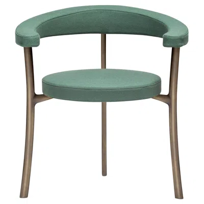 Pre-owned Ghidini 1961 Katana Armchair In Dark Green Fabric With Brown Burnished Brass