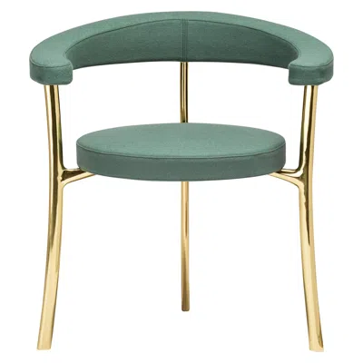 Pre-owned Ghidini 1961 Katana Armchair In Dark Green Fabric With Polished Brass By Paolo Rizzatto
