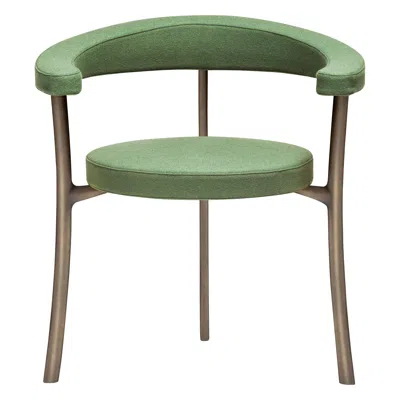 Pre-owned Ghidini 1961 Katana Armchair In Green Fabric With Brown Burnished Brass By Paolo Rizzatto