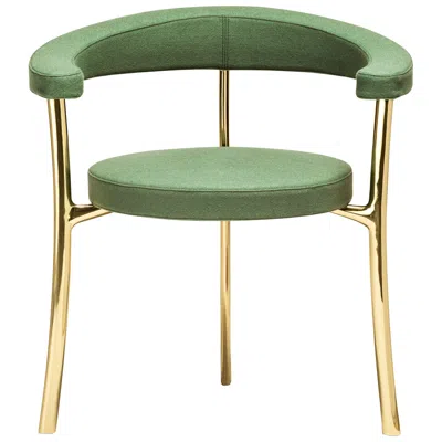 Pre-owned Ghidini 1961 Katana Armchair In Green Fabric With Polished Brass By Paolo Rizzatto