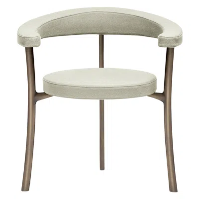Pre-owned Ghidini 1961 Katana Armchair In Grey Fabric With Brown Burnished Brass By Paolo Rizzatto In Gray
