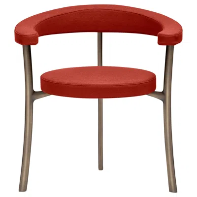 Pre-owned Ghidini 1961 Katana Armchair In Red Fabric With Brown Burnished Brass By Paolo Rizzatto