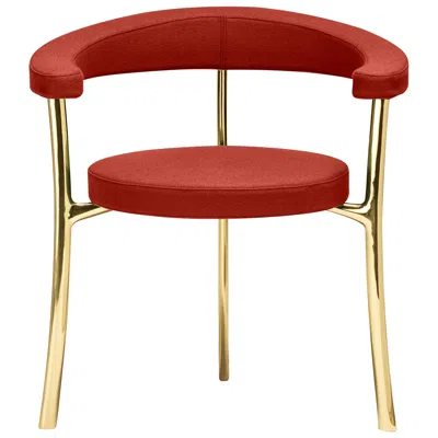Pre-owned Ghidini 1961 Katana Armchair In Red Fabric With Polished Brass By Paolo Rizzatto