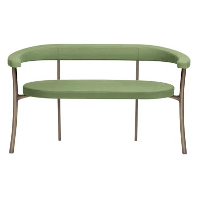 Pre-owned Ghidini 1961 Katana Bench In Green Fabric With Brown Burnished Brass By Paolo Rizzatto