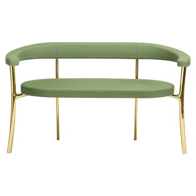 Pre-owned Ghidini 1961 Katana Bench In Green Fabric With Polished Brass By Paolo Rizzatto