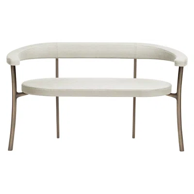 Pre-owned Ghidini 1961 Katana Bench In Grey Fabric With Brown Burnished Brass By Paolo Rizzatto In Gray