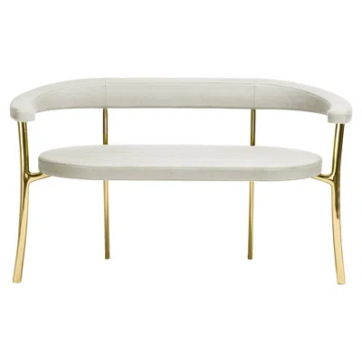 Pre-owned Ghidini 1961 Katana Bench In Grey Fabric With Polished Brass By Paolo Rizzatto In Gray
