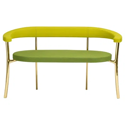 Pre-owned Ghidini 1961 Katana Bench In Polished Brass With Two Color Fabric By Paolo Rizzatto In Brown
