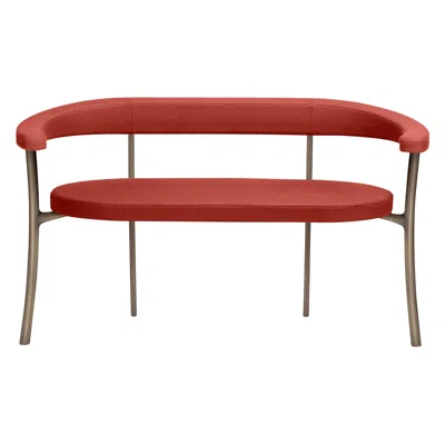 Pre-owned Ghidini 1961 Katana Bench In Red Fabric With Brown Burnished Brass By Paolo Rizzatto