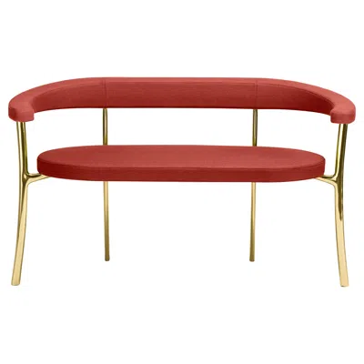 Pre-owned Ghidini 1961 Katana Bench In Red Fabric With Polished Brass By Paolo Rizzatto