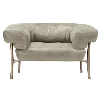 Pre-owned Ghidini 1961 Katana Gray Leather Armchair By Paolo Rizzatto