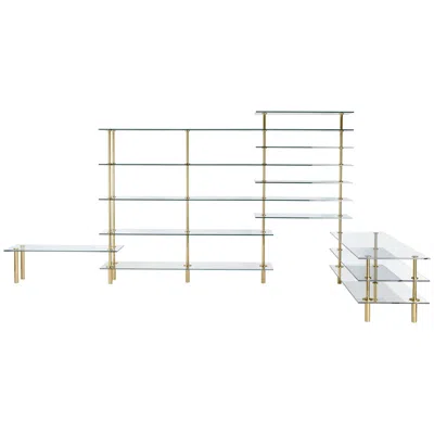 Pre-owned Ghidini 1961 Legs Crystal And Polished Brass Angular Bookcase Designed By Paolo Rizzatto In Gray