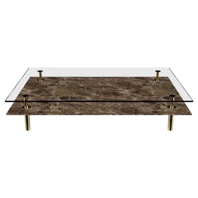 Pre-owned Ghidini 1961 Legs Large Coffee Table With Emperador Dark Marble Top And Polished Brass In Brown