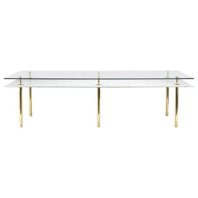 Pre-owned Ghidini 1961 Legs Large Dining Table With Carrara White Marble Top And Polished Brass
