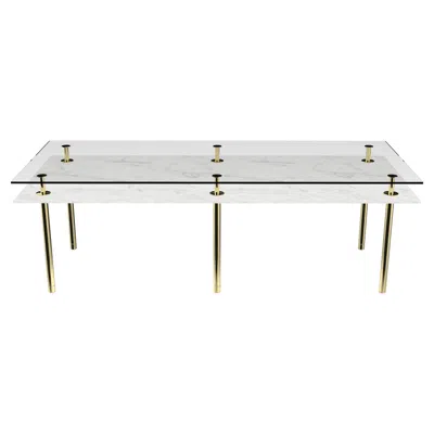Pre-owned Ghidini 1961 Legs Medium Dining Table With Carrara White Marble Top And Polished Brass