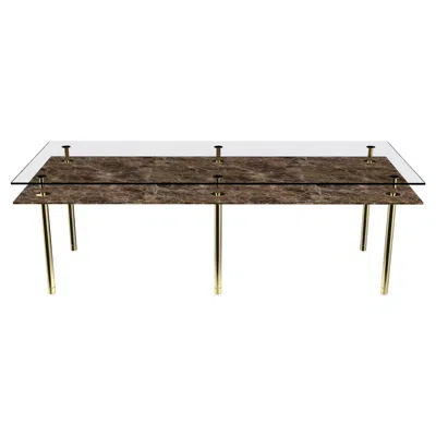 Pre-owned Ghidini 1961 Legs Medium Dining Table With Emperador Dark Marble Top And Polished Brass In Black