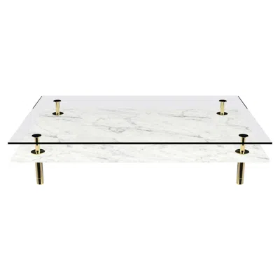 Pre-owned Ghidini 1961 Legs Small Coffee Table With Carrara White Marble Top And Polished Brass