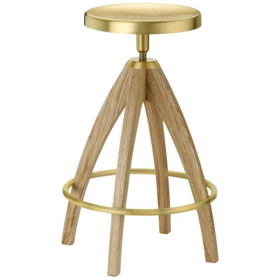 Pre-owned Ghidini 1961 Leporello Senior Light Durmast Barstool In Brass By Paolo Rizzatto In Brown