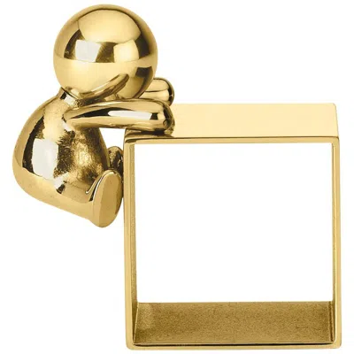 Pre-owned Ghidini 1961 Omini Napkin Holder 1 In Polished Brass In Sand