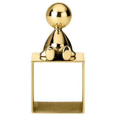 Pre-owned Ghidini 1961 Omini Napkin Holder 2 In Polished Brass By Stefano Giovannoni In Sand