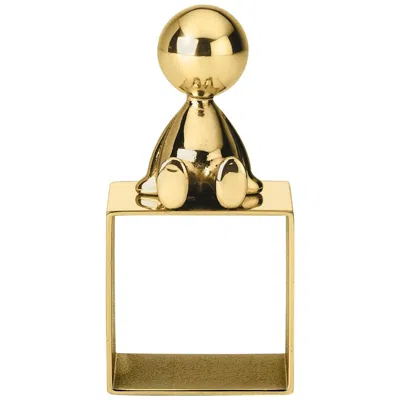 Pre-owned Ghidini 1961 Omini Napkin Holder 2 In Polished Brass In Sand