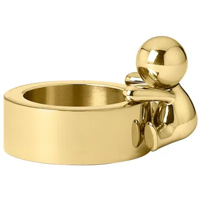 Pre-owned Ghidini 1961 Omini Round Tea Light In Polished Brass By Stefano Giovannoni In Orange