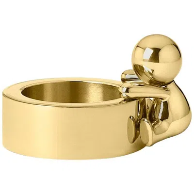 Pre-owned Ghidini 1961 Omini Round Tea Light In Polished Brass In Orange