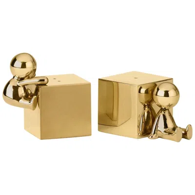 Pre-owned Ghidini 1961 Omini Salt And Pepper Shakers In Polished Brass In Sand