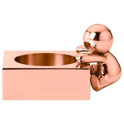 Pre-owned Ghidini 1961 Omini Squared Tea Light In Rose Gold By Stefano Giovannoni In Red