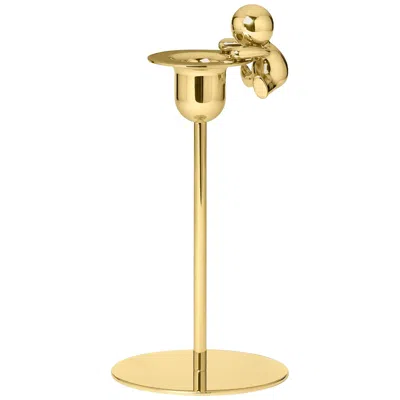 Pre-owned Ghidini 1961 Omini The Climber Short Candlestick In Polished Brass In Orange
