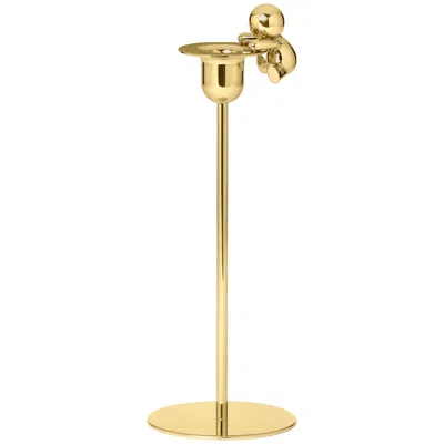Pre-owned Ghidini 1961 Omini The Climber Tall Candlestick In Polished Brass In Orange