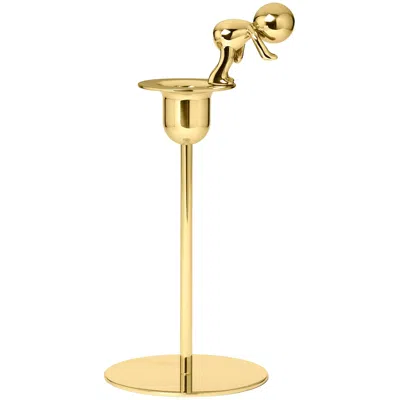 Pre-owned Ghidini 1961 Omini The Diver Short Candlestick In Brass By Stefano Giovannoni In Orange