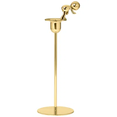 Pre-owned Ghidini 1961 Omini The Diver Tall Candlestick In Polished Brass In Orange
