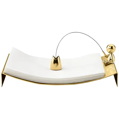 Pre-owned Ghidini 1961 Omini The Fisherman Napkins Tray In Polished Brass In Sand