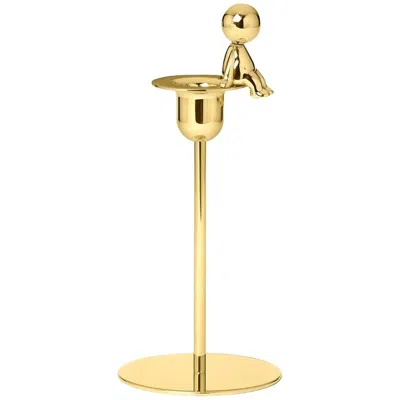 Pre-owned Ghidini 1961 Omini The Thinker Short Candlestick In Brass By Stefano Giovannoni In Orange