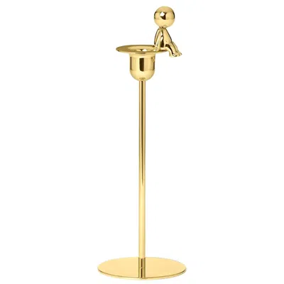 Pre-owned Ghidini 1961 Omini The Thinker Tall Candlestick In Brass By Stefano Giovannoni In Orange
