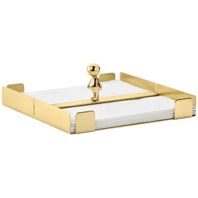 Pre-owned Ghidini 1961 Omini The Walkman Napkins Tray In Polished Brass In Sand