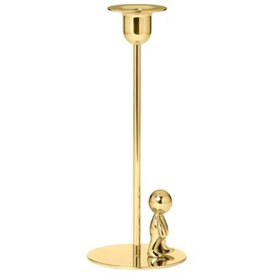 Pre-owned Ghidini 1961 Omini The Walkman Tall Candlestick In Brass By Stefano Giovannoni In Orange