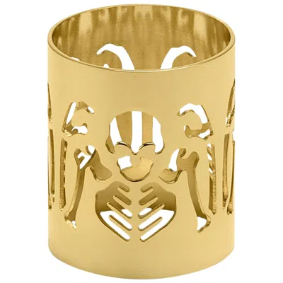 Pre-owned Ghidini 1961 Perished Napkin Holder In Polished Gold Finish