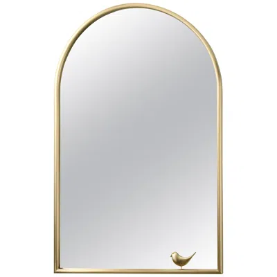 Pre-owned Ghidini 1961 Portrait Mirror With Birdie In Satin Brass Finish In Gray