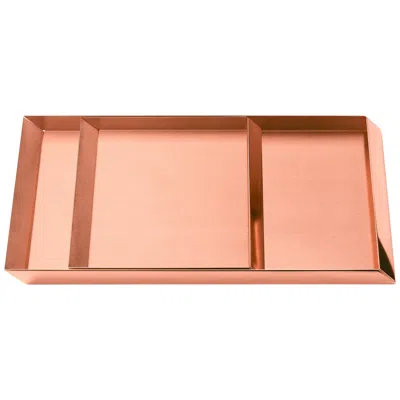 Pre-owned Ghidini 1961 Set Of 2  Axonometry Trays In Copper By Elisa Giovanni In Orange
