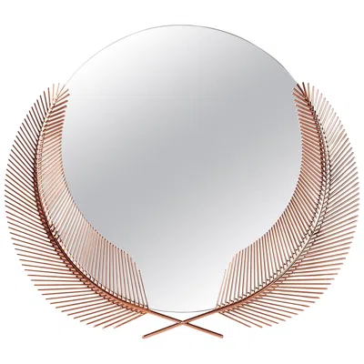 Pre-owned Ghidini 1961 Sunset Mirror Small In Rose Gold Finish In Red
