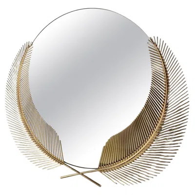 Pre-owned Ghidini 1961 Sunset Polished Brass Mirror Large By , Italy In Gray