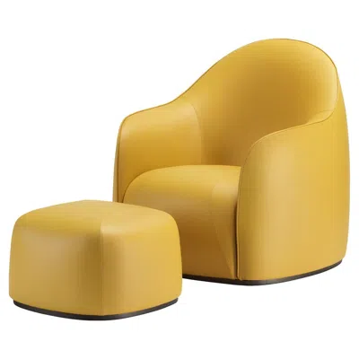 Pre-owned Ghidini 1961 Sweet Set Of Mustard Armchair And Pouf By Elisa Giovannoni In Yellow