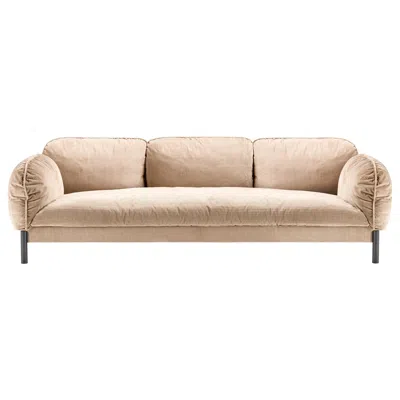 Pre-owned Ghidini 1961 Tarantino 3 Seaters Sofa In Beige Fabric With Black Gold Legs